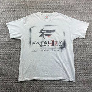 Fatal1ty Gaming Gear Shirt Men Large L White E Sports Gamer OCZ Creative XFX